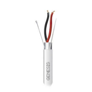 Bobina de 305 M de cable 2X22 AWG BLINDADO, RISER, PLENUM de Color Blanco, para Aplicaciones de Audio, Seguridad y Control
