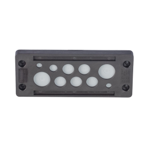 Pasacable de 10 Orificios de Marco Rectangular, IP65, 4.41" X 1.42", para Cables no Terminados, Color Negro.