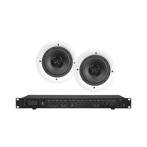 Amplificador de Audio con 2 Bocinas SP6 | 2 x 60W | Baja Impedancia 4 - 8Œ© | Reproductor Bluetooth, FM, USB, SD | Efectos Integrados Delay, Echo, Repeat