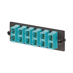 Placa Acopladora de Fibra Optica FAP, Con 6 Conectores SC Duplex (12 Fibras), Para Fibra Multimodo OM3/OM4, Color Aqua