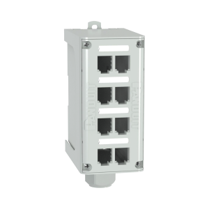 Panel de Parcheo Modular para Fibra √ìptica, de Instalación en Riel DIN Estándar de 35mm, 8 Puertos Mini-Com, Color Gris