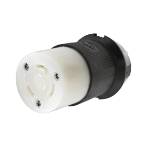 Conector Industrial con Bloqueo de Media Vuelta / 30 A 250 V CA / 2 Polos 3 Hilos / Color Blanco y Negro / Nema L6-30R.