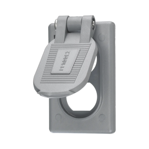 Tapa Resistente a Intemperie para Contacto D√∫plex de Policarbonato Color Gris.
