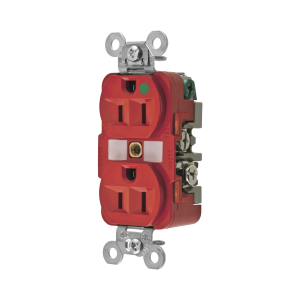 Contacto D√∫plex 15 A, 125 V, 2 polos, 3 Hilos, Color Rojo (Nema 5-15R), Grado Hospital.