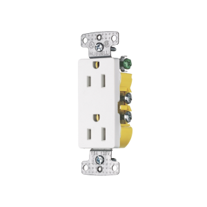 Contacto Duplex Decorador 15A 125V, 2 Polos, 3 Hilos, Color Blanco (Nema5-15R).