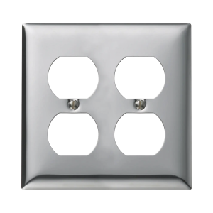 Tapa para 2 Contacto D√∫plex Color Cromo.