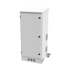 Gabinete de Piso para Exterior con Ventiladores y Termostato con Rack de 19" de 16 U + Espacio para Baterías.