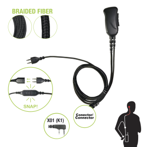 Cable de fibra trenzada serie SNAP compatible con KENWOOD conector de 2 pines para auricular
