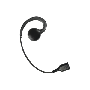 Auricular giratorio con gancho en forma de "G" con cable de fibra trenzada y conector SNAP.  Requiere micrófono de solapa de 1 o 2 hilos de la Serie SNAP.