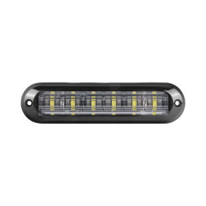 Luz Auxiliar Ultra Brillante IP67 de 6 LEDs, Color Ambar/Claro, con mica transparente y bisel negro