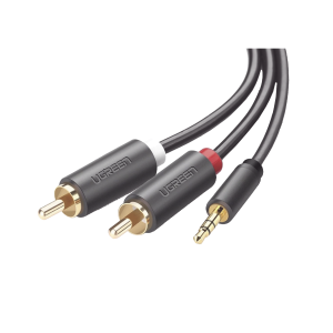 Cable Adaptador de 3.5mm Macho a 2 RCA Macho / 3 Metros / Color Gris / Blindaje M√∫ltiple / ABS / Alta Calidad