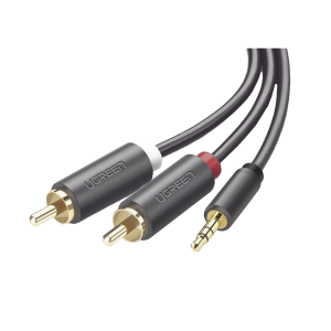 Cable Adaptador de 3.5mm Macho a 2 RCA Macho / 5 Metros / Color Gris / Blindaje M√∫ltiple / ABS / Alta Calidad