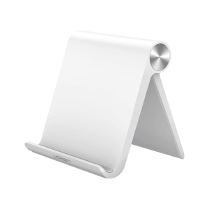 Soporte de Escritorio para Tablet /  Ajustable de 0¬∞ a 100¬∞ / Goma Antiarañazos / Antideslizante / Amplia Compatibilidad con dispositivos de 4'' a 13'' / Plegable / ABS / Color Blanco