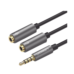 Cable Divisor en Y / De 3.5 mm Macho a Dos Salidas de 3.5 mm Hembra / CTIA, TRS / N√∫cleo de Cobre / TPE /  Longitud 20 cm / Ideal para Separar el Micrófono de los Auriculares