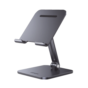 Soporte de Telefono Celular & Tablet / Plegable /Angulo Ajustable de 180¬∞ y 270¬∞ / Base Antideslizante / Proteccion  de Silicona / Aluminio / Amplia Compatibilidad con dispositivos de 7.9'' a 12.9'' / Color Gris