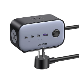 Multicontacto de Escritorio USB y Tomacorriente / 3 Puertos USB-C / 1 Puertos USB-A / 3 Tomacorriente de CA / Tecnología GaN II/ 1 USB 100W PD / Carga Rápida / Diseño Innovador en Forma de Cubo / Interruptor de Apagado.