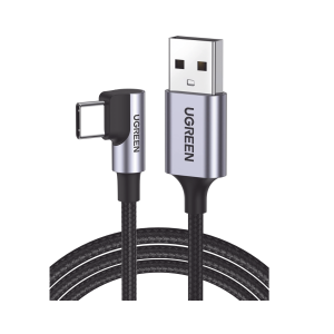 Cable USB-A a USB-C / Conector con Ángulo Recto de 90¬∞ / 1 Metro / Carcasa de Aluminio / Nylon Trenzado / Transferencia de Datos Hasta 480 Mbps / Soporta Carga Rápida de hasta 60W / 2 años de  Garantía