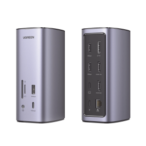 HUB USB-C (Multipuertos) / 2 USB-A 3.0 / 1 USB-C PD Carga 100W / 1 USB-A 3.1 / 1 USB-C 3.1 / HDMI 4K / HDMI 8K Ultra HD / Display Port 4K / RJ45 (Gigabit) / Lector Tarjeta SD + Micro SD (TF) / Jack Audio 3.5mm / 12 en 1