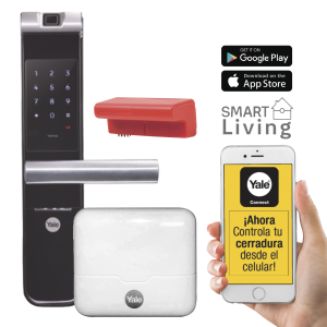 Kit Cerradura con manija YMF40A y HUB, Apertura por,  Código, Biometría y apertura por  SMARTPHONE