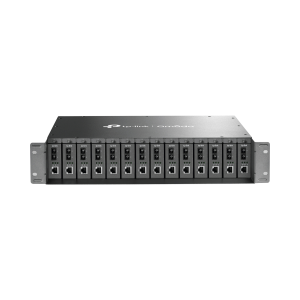 Chasis para montaje en rack de 14 bahías para convertidores de medios, con soporte para fuente redundante V 3.0