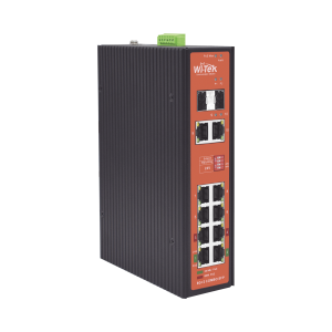 Switch Industrial PoE++ y pasivo de 24V / No administrable / Con 8 puertos Gigabit + 2 SFP combo / Presupuesto 300W