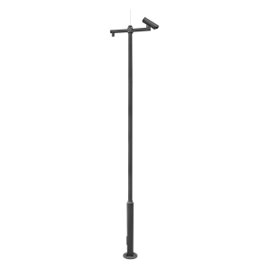 Poste Seccionado de 6 Metros / Especializado para la Instalación de Videovigilancia / Incluye Base de Cimentación y Brazo para Cámara PTZ / Color Negro