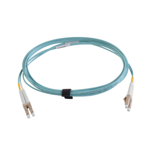Jumper de Fibra Óptica Multimodo 50/125 XGLO OM3, LC-LC Duplex, OFNR, Color Aqua, 3 Metros