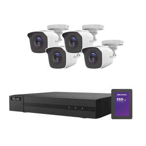 KIT TurboHD 1080p + SSD de 1 TB (1024 GB) / DVR 4 canales / 4 Cámaras Bala de Metal / Fuente de Poder / Accesorios de Instalación