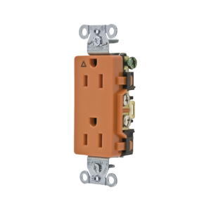 Contacto D√∫plex Conexión a Tierra Aislada/ 15A 125V/ 2 polos 3 Hilos/ Nema 5-15R /Grado Comercial Decorativo/ Color Naranja.