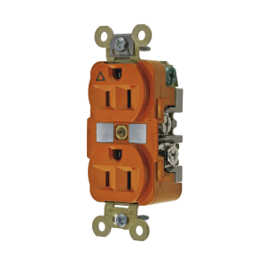 Contacto D√∫plex Conexión a Tierra Aislada 15A 125V/ 2 Polos 3 Hilos/ Color Naranja/ Nema 5-15R/ Grado Industrial.