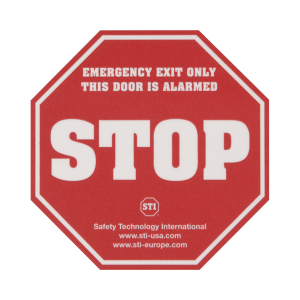 Etiqueta de advertencia "Puerta con alarma" EXIT STOPPER® STI-6400