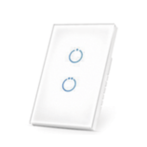Interruptor On/Off panel táctil touch inalámbrico Zwave Plus 2 botones. No requiere cable neutro, Compatible con Hubitat HC8, Álula  M2M, otros