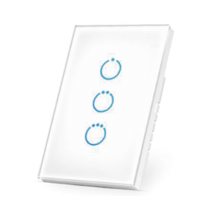 Interruptor On/Off panel táctil touch inalámbrico Zwave Plus 3 botones. Compatible con Hubitat HC8, Álula  M2M, otro