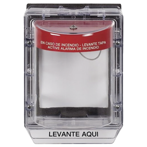 Cubierta Protectora de Policarbonato Serie Stopper II¬Æ , Con Bocina, Con Espaciador, Montaje Empotrado, Etiqueta en Español, IP54
