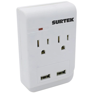 Multicontacto de ABS con 2 entradas de corriente y 2 de USB.