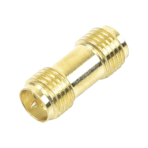 Adaptador Barril de SMA Hembra Inverso a SMA Hembra Inverso, Oro/ Oro/ Teflón,