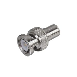 Adaptador en línea para 75 Ohm, de conector BNC macho a RCA hembra en aplicaciones de Audio-Video para cámaras, monitores y DVR¬¥s.