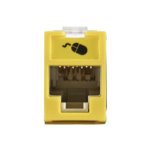 Jack UltraMAX Cat6, UTP, Montaje híbrido en Placa de Pared (Plano y Angulado), Color Amarillo, Punch Down