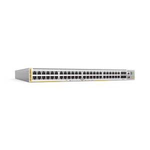 Switch PoE+ Stackeable Capa 3, 48 puertos 10/100/1000 Mbps + 4 puertos SFP+ 10 G, hasta 740 W, fuente redundante