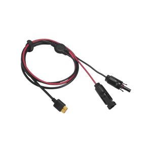 Cable 2.5 m, Negro, Calibre 10 AWG con Terminales MC4 Macho y Hebra para Terminal XT60