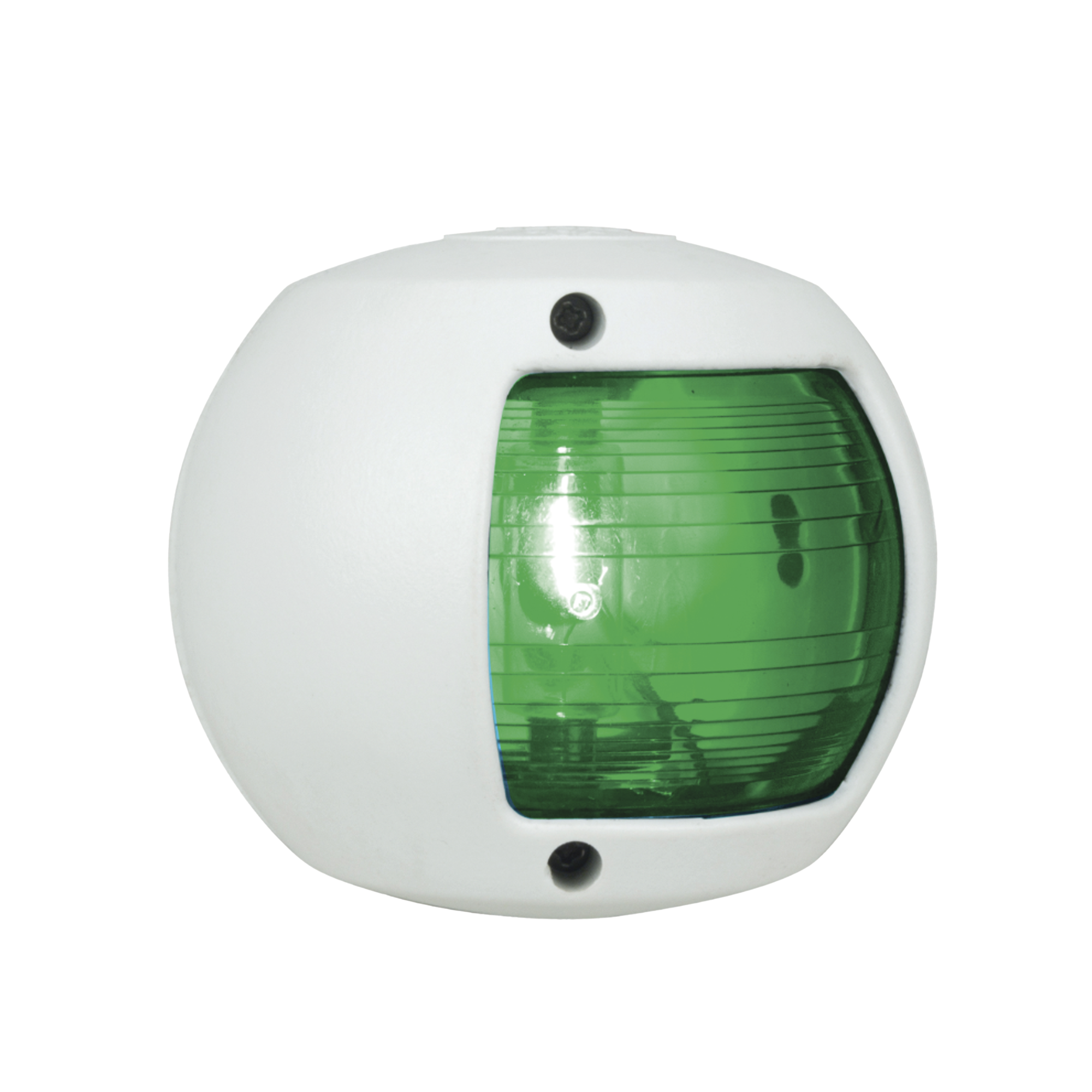 Luz lateral de Navegación en Color Verde con Carcasa Blanca para Embarcaciones a Vela o a Motor de Menos de 20 Metros