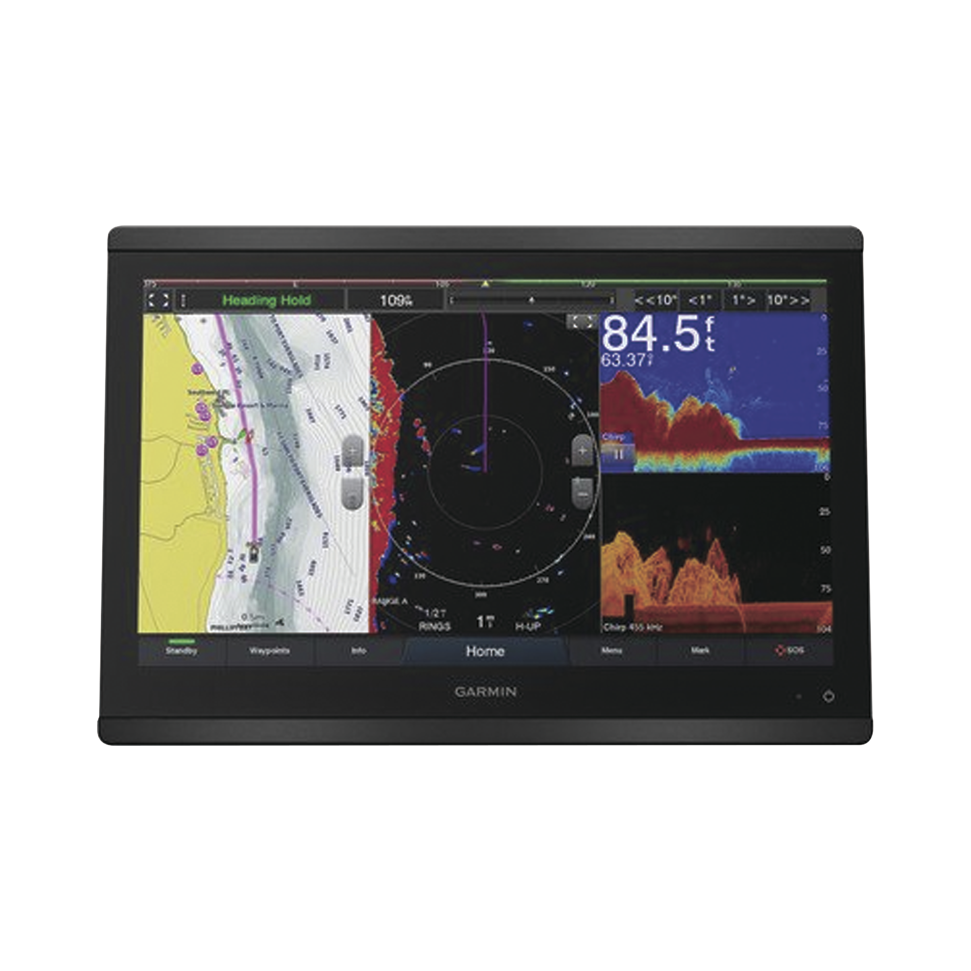 Pantalla táctil GPSMAP® 8616 de 16" con mapas BlueChart® g3 y LakeVü g3 y puerto de sonda.