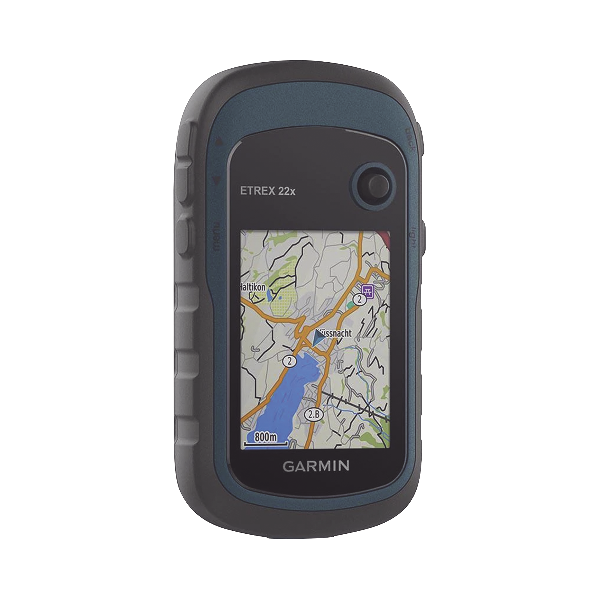 GPS portátil eTrex22x con mapa base precargado, almacena hasta 2000 puntos de interés, e incluye función de cálculo de áreas.