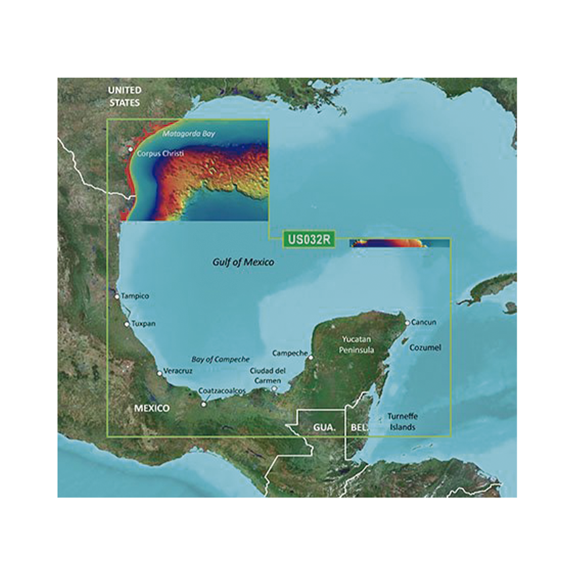Mapa VUS032R Sur del Golfo de México.