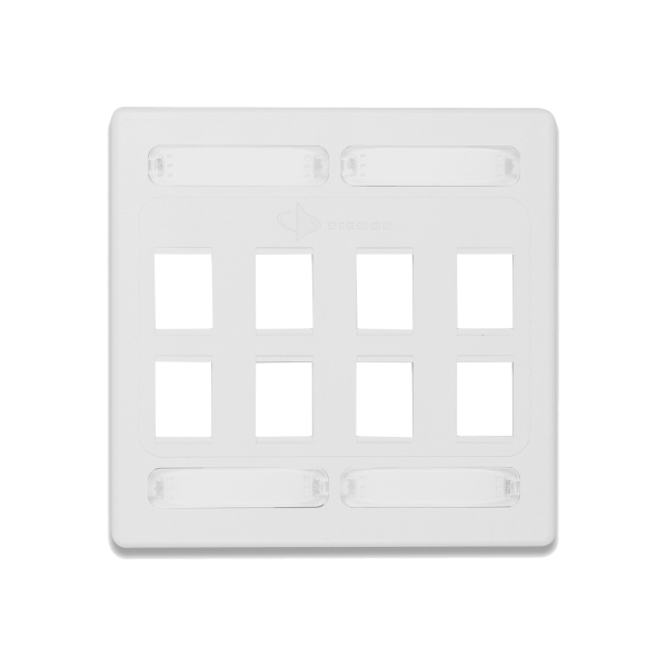Placa de Pared Doble Modular 10G MAX de 8 Salidas, Color Blanco