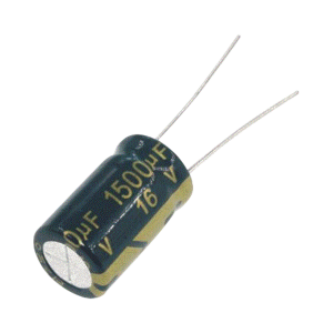 Capacitor Electrolítico de Aluminio, Radial de 1500 ¬µFd, 16 Vcc, 105 ¬∞C, 10 x 20 mm.