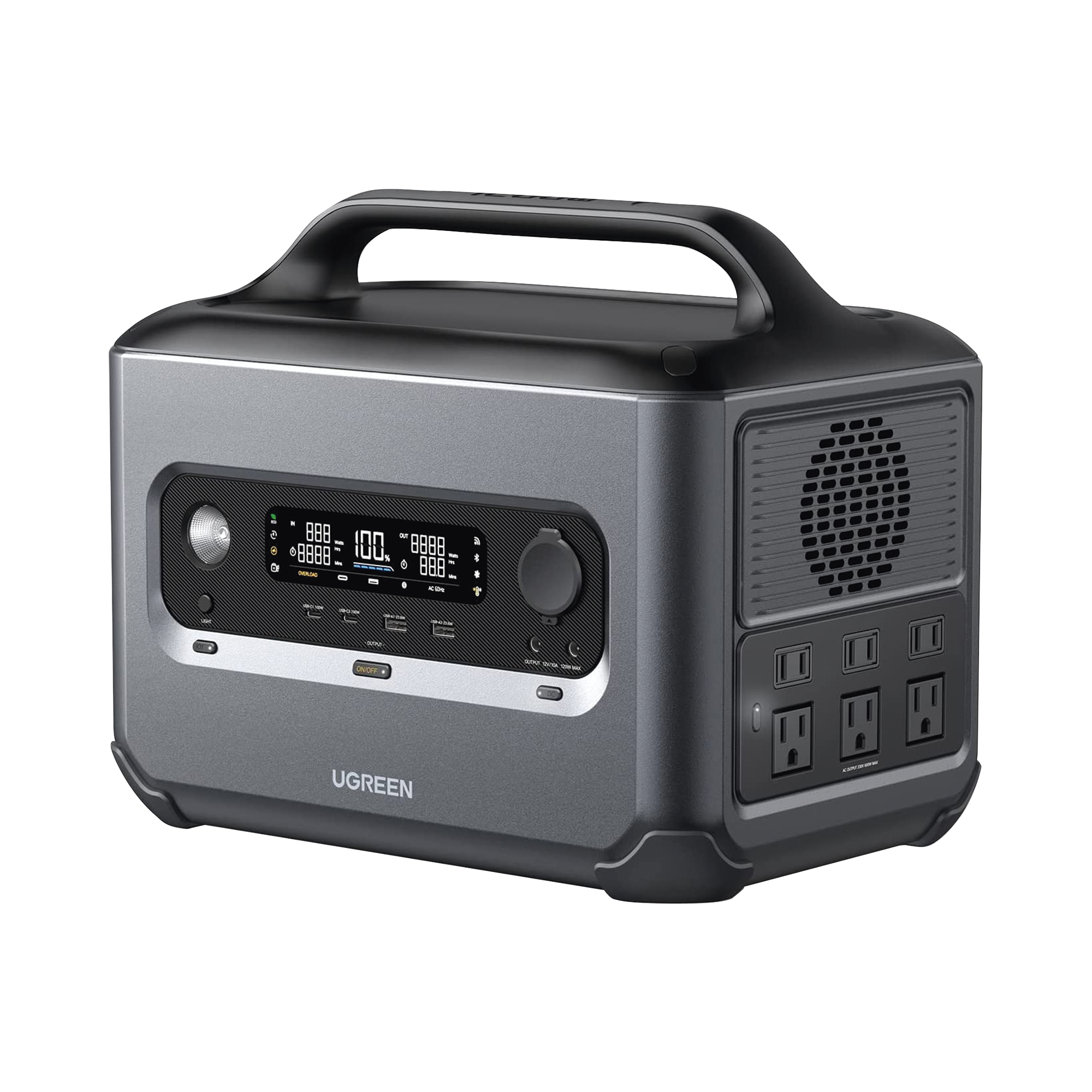 Estación de Energía Portátil 1200W (1024Wh) | 6 AC 1200 W | 2 USB-C 100W | 2 USB-A 22.5 W | 1 Toma de Encendedor |  2 Salidas CC5521 | BMS | WIFI | Bluetooth | APP  |  Tipo LiFePo4 | 3000 Ciclos de vida.