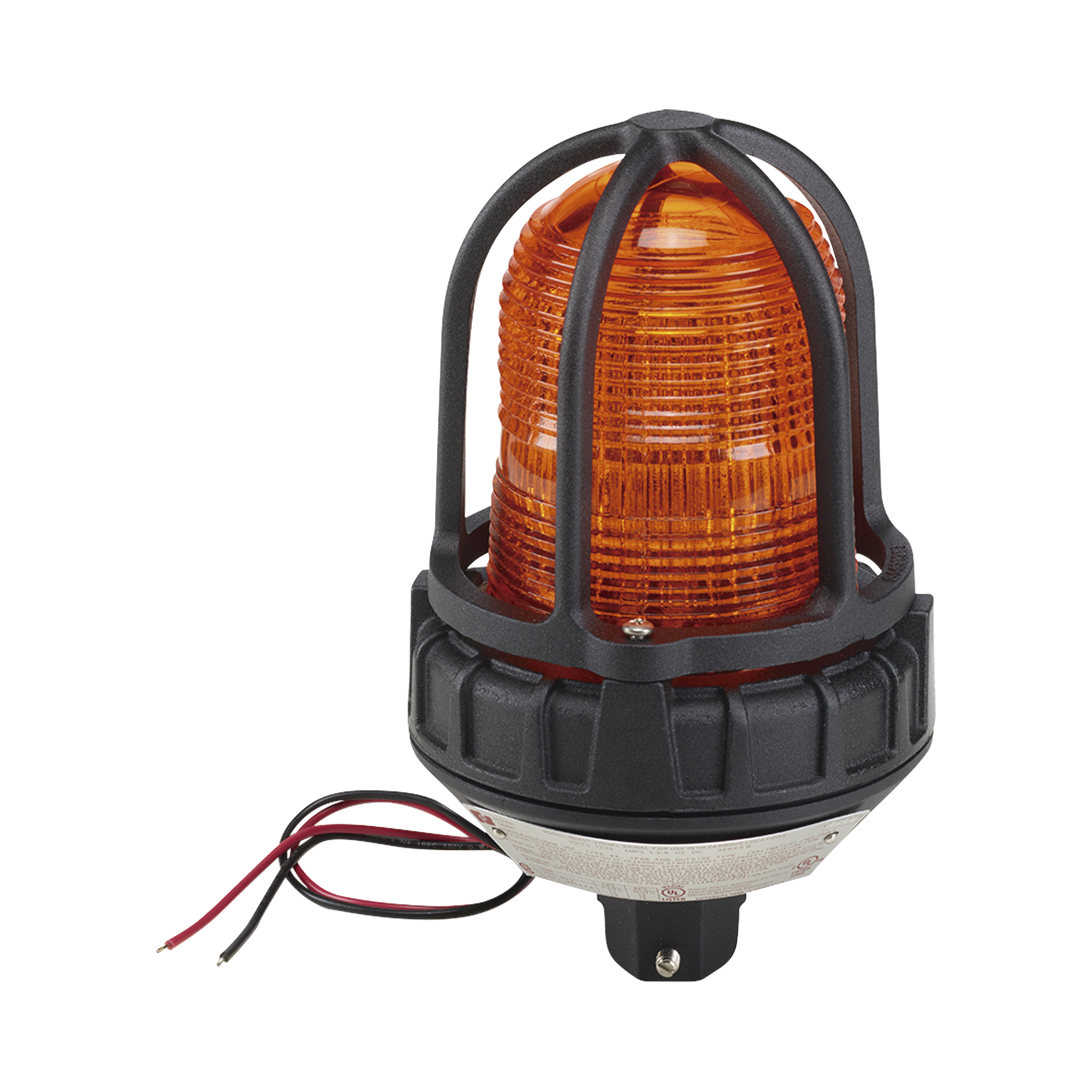 Luz estroboscópica para ubicaciónes peligrosas,  montaje tipo tubo, 12-24 VCD, color Ámbar