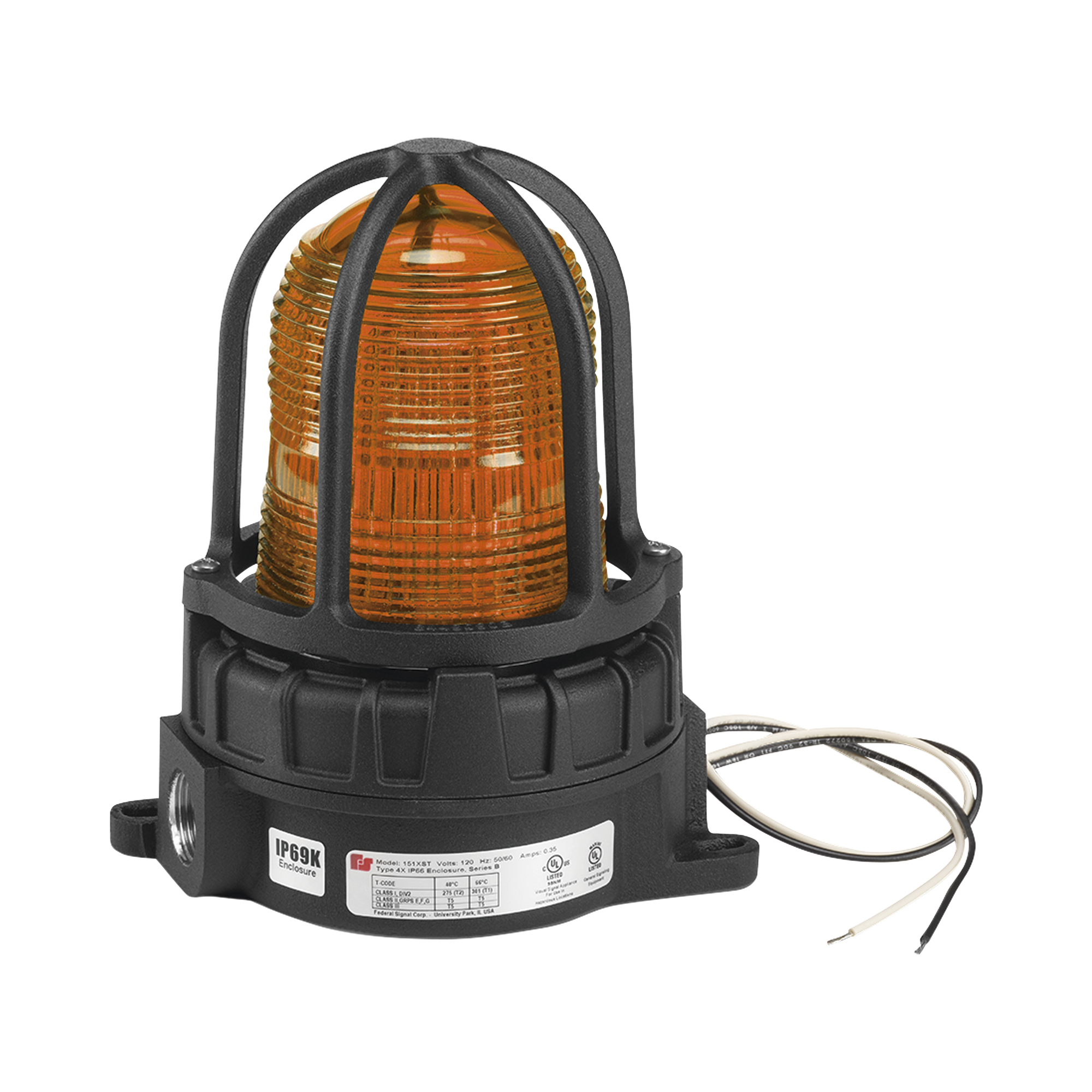 Luz de advertencia LED para ubicaciones peligrosas, montaje para superficies, 24 VCD, color Ámbar