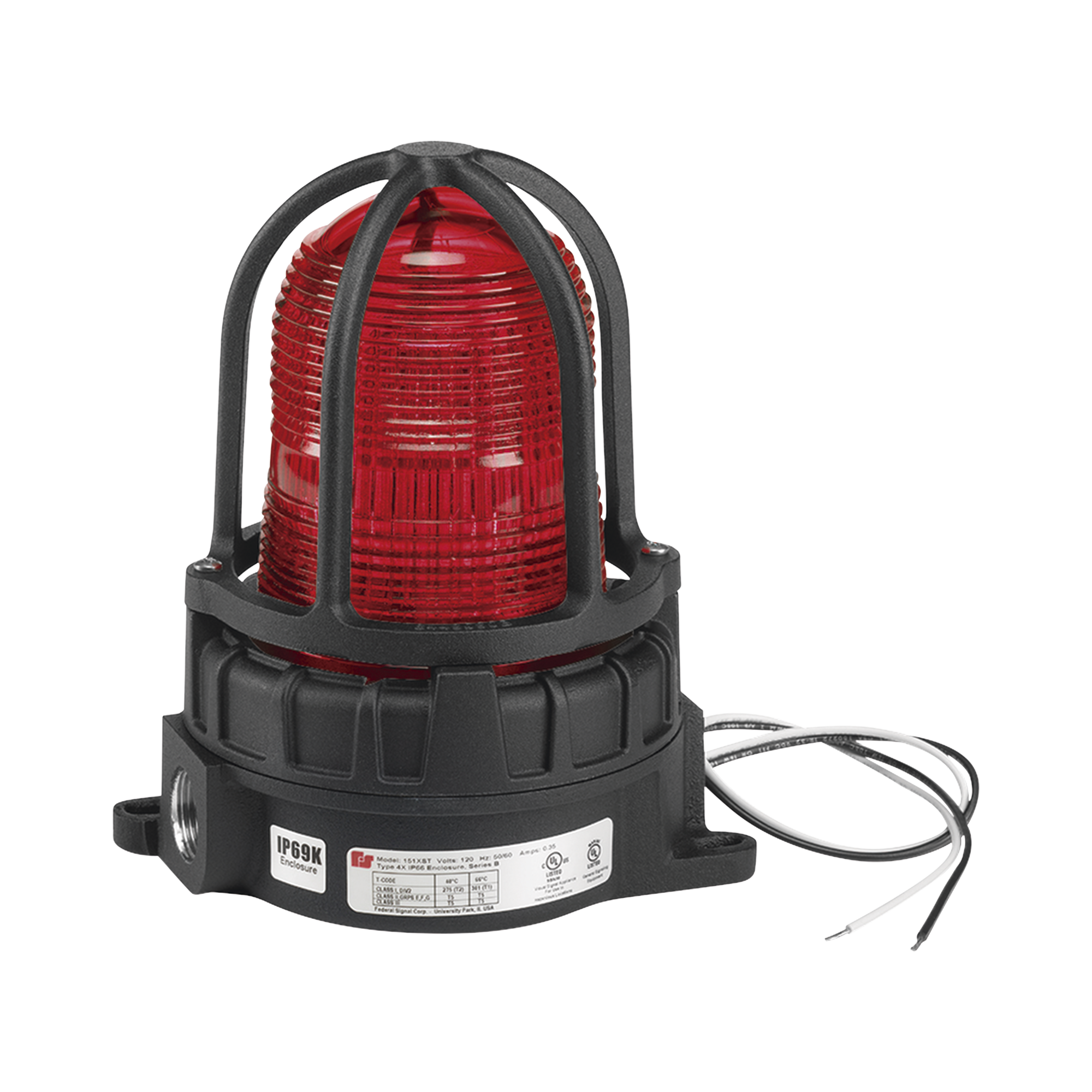 Luz de advertencia LED para ubicaciónes peligrosas, montaje para superficies, 120/240Vca, rojo